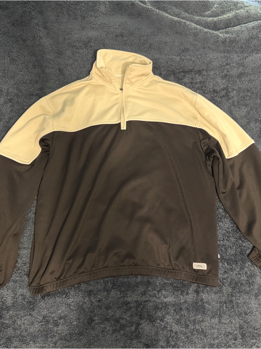 Callaway Two-Tone Black and Cream Performance Half-Zip Jacket